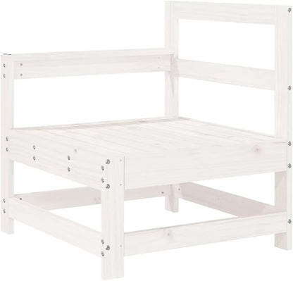 3-Seat Outdoor Sectional Sofa Solid Pine Wood Modular Patio Couch White 26x24x28 in Slatted Garden Lounge Set for Patio Balcony Backyard
