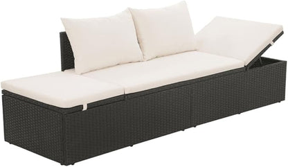 Patio Bed,Pool Lounge Chairs,Outdoor Chaise Lounge,Patio Lounge Chair,Outdoor Furniture,Outdoor Garden Chair,for Pool Side,Balcony,Beach,Yard, Black 76.8"x23.6" Poly Rattan