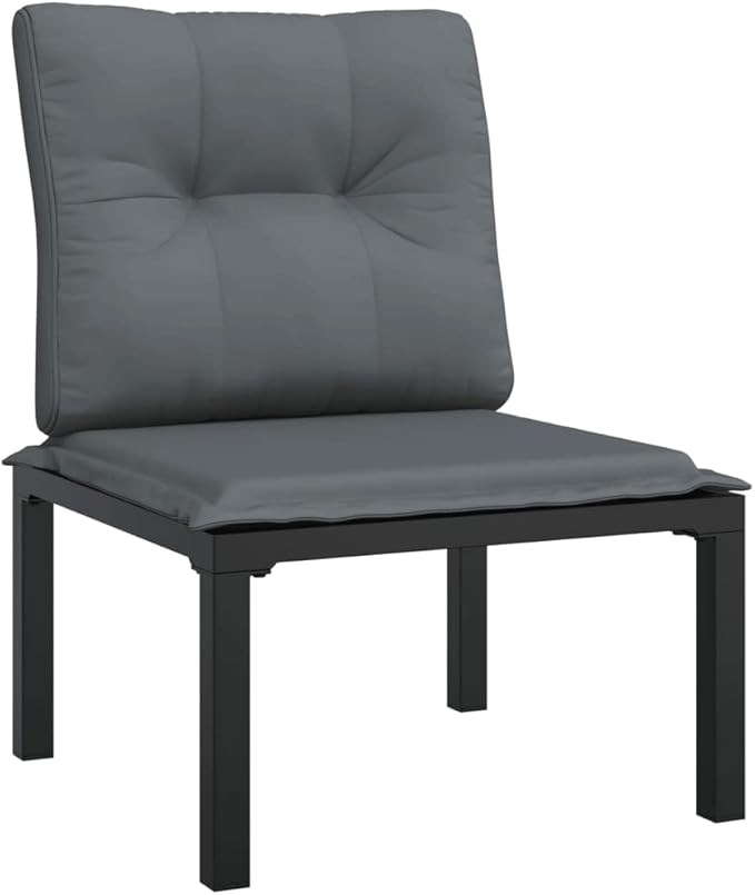 4-Piece Modular Outdoor Sectional Set, 21.7"x21.7"x12.2", Poly Rattan Black & Grey, Steel Frame - Photo 5