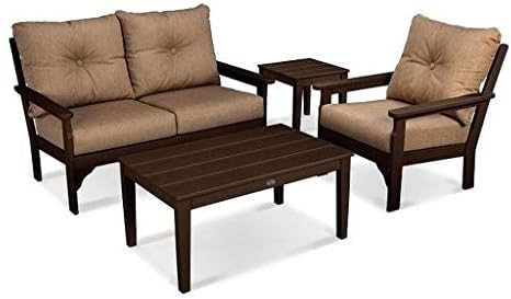 POLYWOOD® Vineyard Deep Seating Set, Black/Granite