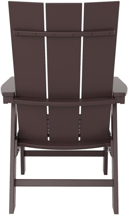 Costaelm Outdoor Adirondack Chair, HDPE Patio Balcony Chairs, Portside Seashell Nautical Curveback Adirondack Chair and Fire Pit Chairs, Dark Brown
