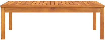 Solid Acacia Wood Coffee Table Rectangular Natural Acacia Wood Medium Size Indoor Outdoor Furniture for Living Room Patio Balcony