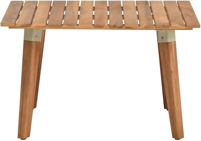 Outdoor Coffee Table 23.6x23.6 in Brown Solid Acacia Wood Square Patio Accent Table Portable Folding Assembly for Garden Balcony Deck