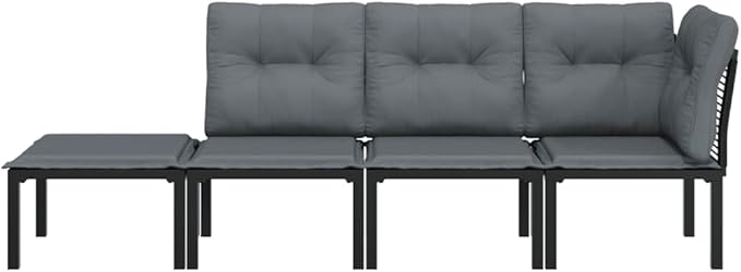 Black-G Modular Patio Sectional 21.7" x 21.7" x 13.6" UV-Resistant Poly Rattan Corner Chair for Balcony, Garden, Deck, and Small Backyard Spaces