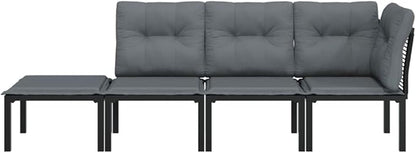 Black-G Modular Patio Sectional 21.7" x 21.7" x 13.6" UV-Resistant Poly Rattan Corner Chair for Balcony, Garden, Deck, and Small Backyard Spaces