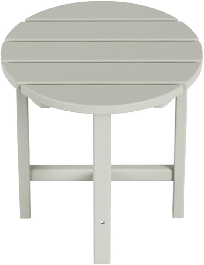 Costaelm Round Outdoor Side Tables, Adirondack Patio Tables for Outside, HDPE Patio End Table Weather Resistant, Balcony Table for Pool, Seaside, Backyard, Porch, Indoor Companion, Sand
