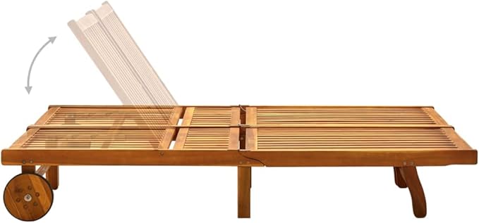 2-Person Patio Sun Lounger with Cushions Solid Wood Acacia Adjustable Backrest and Footrest for Outdoor Relaxation and - Photo 4