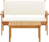 vidaXL Cream White Outdoor Bench Set with Cushions Acacia Wood Patio Furniture for Balcony and Garden Comfortable - Photo 9