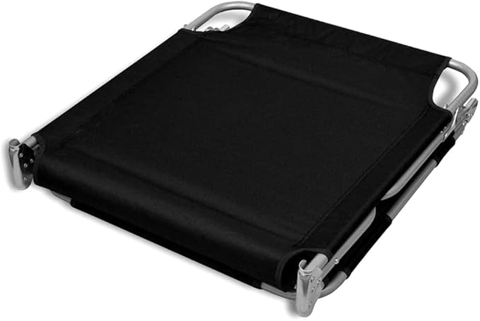 Folding Sun Lounger Black 22.8"x74.4"x10.6" Powder-Coated Steel Frame Adjustable Backrest Patio Pool Beach Lounge - Photo 7