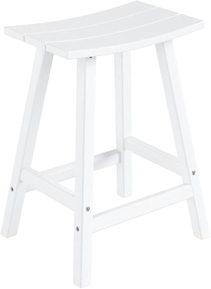 Costaelm 24" Height Outdoor Bar Stools, All-Weather Bar Stools, Adirondack Poly Patio Bar Stool for Patio, Deck, Kitchen Counter and Garden, White