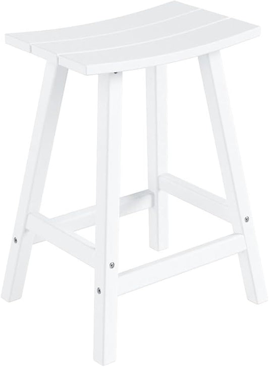 Costaelm 24" Height Outdoor Bar Stools, All-Weather Bar Stools, Adirondack Poly Patio Bar Stool for Patio, Deck, Kitchen Counter and Garden, White