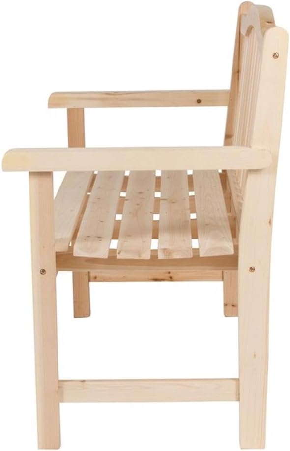 Pemberly Row Traditional Cedar Wood Patio Garden Bench, Beige Finish, 43 in Seat, Moisture-Resistant Kiln-Dried Wood, Perfect for Porch, Patio, Backyard or Indoor Seating