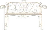 Garden Bench Antique White Metal Patio Bench with Stylish Vintage Design and Decorative Inlays for Gardens and Balconies - Photo 3