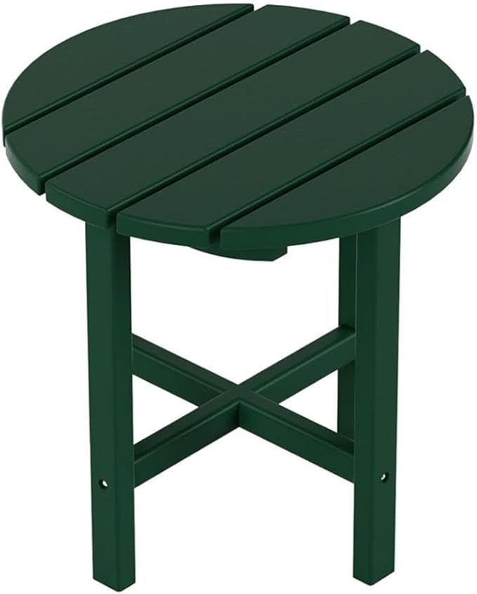 Costaelm Round Outdoor Side Tables, Adirondack Patio Tables for Outside, HDPE Patio End Table Weather Resistant, Balcony Table for Pool, Seaside, Backyard, Porch, Indoor Companion, Dark Green