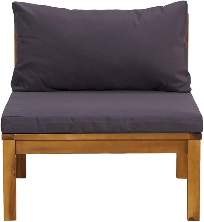 Dark Grey Solid Acacia Wood Outdoor Lounge Set with Cushions and Footrest - Photo 3
