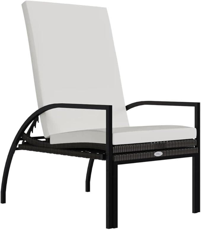 Sun Lounger Brown with Cream White Cushion Outdoor Recliner Poolside Lounger Relaxing Chair for Outdoor Garden
