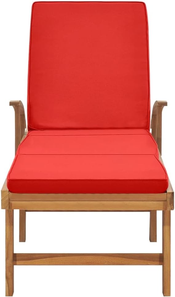 Pool Lounge Chairs,Pool Lounge Chairs,Lounge Chair Outdoor Furniture,Sun Lounger with Cushion Solid Teak Wood Red,Sunbathing Chairs for Adults,Tanning Chair for Deck