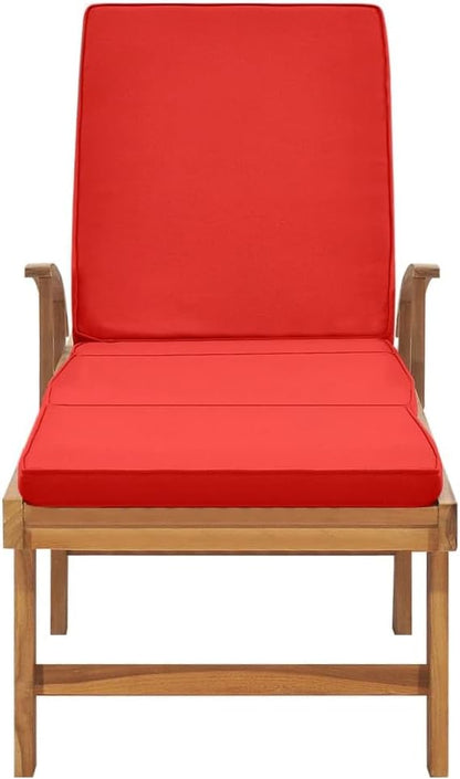 Pool Lounge Chairs,Pool Lounge Chairs,Lounge Chair Outdoor Furniture,Sun Lounger with Cushion Solid Teak Wood Red,Sunbathing Chairs for Adults,Tanning Chair for Deck