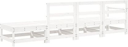 White Solid Pine Outdoor Sectional Sofa 26x24.4x27.8 in Modern Modular Garden Lounge Set Seats 3 for Patio Balcony or Backyard