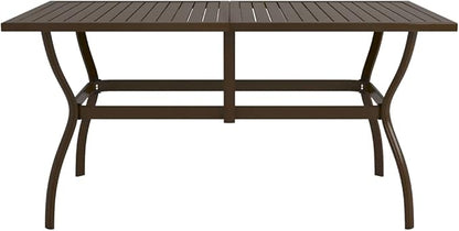 Outdoor Small Table Patio Furniture Outside Table Patio Side Tables Patio Table Brown 55.1"x31.5"x28.3" Steel