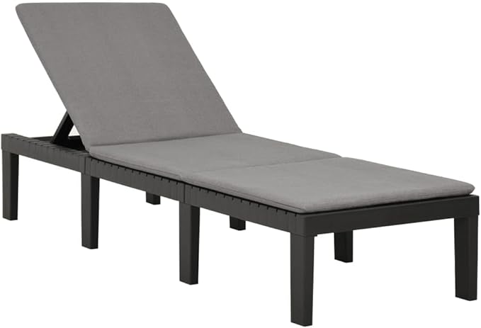 Sunlounger Anthracite Plastic Large Multi-Position Backrest Outdoor Recliner Poolside Recliner for Outside Balcony - Photo 1