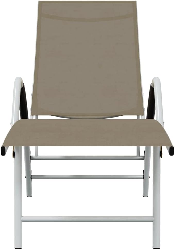 Taupe Textilene Adjustable Outdoor Chaise Lounge, 76" Aluminum Frame Sun Recliner for Garden, Poolside & Patio - Photo 4