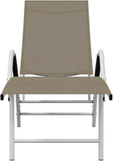 Taupe Textilene Adjustable Outdoor Chaise Lounge, 76" Aluminum Frame Sun Recliner for Garden, Poolside & Patio - Photo 4