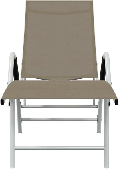Taupe Textilene Adjustable Outdoor Chaise Lounge, 76" Aluminum Frame Sun Recliner for Garden, Poolside & Patio, Lightweight 11.77 lbs, 23.8 x 76 x 37.8 in