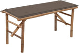 46.5 Inch Foldable Bamboo Garden Bench with Taupe Cushion, Rectangular Outdoor Patio Seating for Two - Photo 1