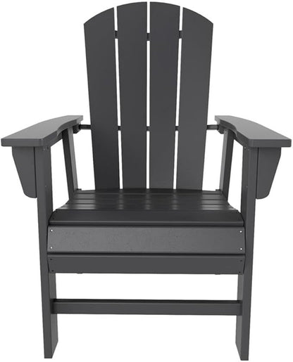 Costaelm Outdoor Fire Pit Chair, Patio hdpe Balcony Pool Adirondack Chair, Modern Front Porch Backyard Chair, Garden Resin Lounge Chair for Outside, Gray