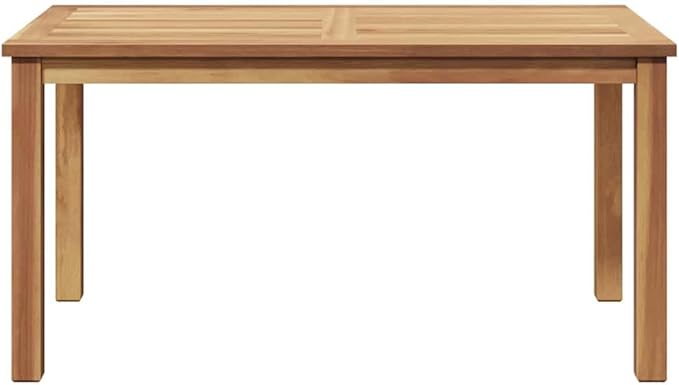 Brown Outdoor Coffee Table, 35.43x19.69x17.91 in Modern Teak Wood Patio Cocktail Table for Garden Balcony Poolside Lounge