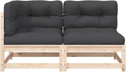 Rustic 2-Seater Garden Sofa Set with Weather-Resistant Cushions and Modular Design for Outdoor Patio Balcony Seating