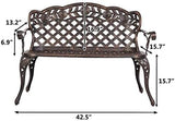 42.5inch Bronze Outdoor Garden Bench Patio Park Bench Patio Seating Sturdy Patio Bench Porch Bench Furniture Chair Seat - Photo 2