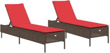 Patio Sun Lounger Brown, Adjustable Outdoor Chaise Lounge with Removable Cushions - Photo 2