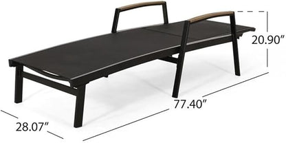 Teresa Outdoor Aluminum Chaise Lounge with Mesh Seating (Set of 4), Black