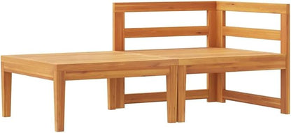 2-Piece Garden Lounge Set Cream White Solid Acacia Wood Medium Durable Corner Sofa with Cushions for Outdoor Patio Balcony