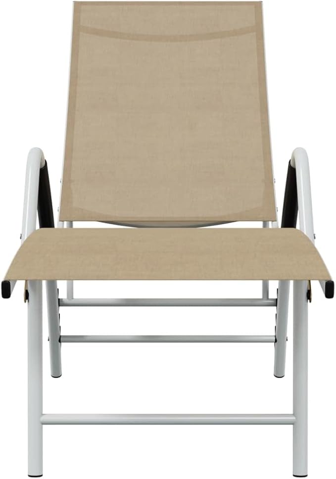 Extra High Cream Adjustable Armrests Sun Lounger Outdoor Textilene Aluminum Frame 76 x 23.8 x 37.8 in Modernes Design - Photo 4