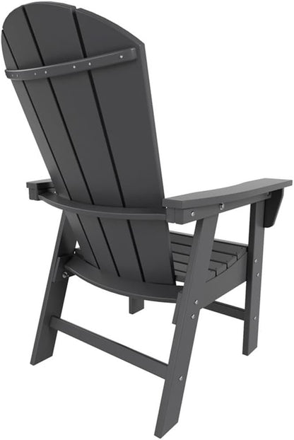 Costaelm Outdoor Fire Pit Chair, Patio hdpe Balcony Pool Adirondack Chair, Modern Front Porch Backyard Chair, Garden Resin Lounge Chair for Outside, Gray