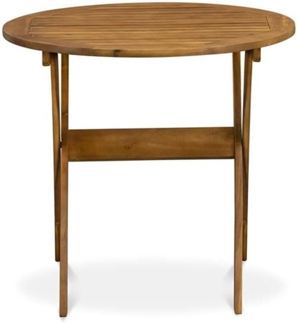 East West Furniture BMNTDNA Patio Furniture Outdoor Acacia Wood Round Coffee Table, 30x30 Inch, Natural Oil