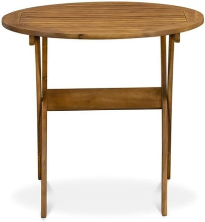 East West Furniture BMNTDNA Patio Furniture Outdoor Acacia Wood Round Coffee Table, 30x30 Inch, Natural Oil