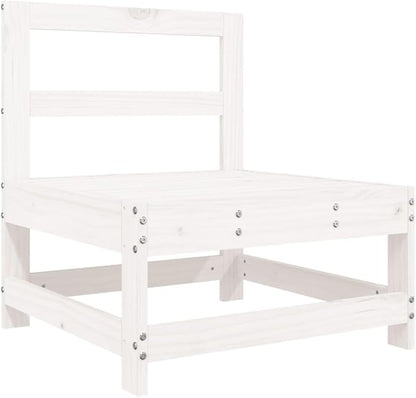3-Piece Outdoor Sectional Wood Lounge Set, White Rustic Solid Pine, Modular Patio Couch 26"x24"x28" for Garden Balcony Porch Seating