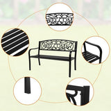 50" Outdoor Garden Bench, Patio Furniture Metal Outdoor Chair with Cast Iron Frame - Photo 5