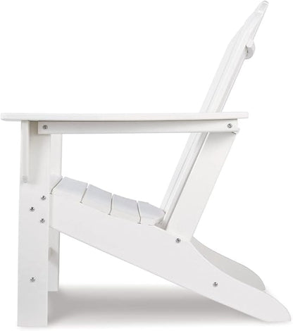 BOWERY HILL Modern Adirondack Chair, Virgin Polyethylene, White Finish, Slatted Shell Back Design, Weather-Resistant Outdoor Seating, 38 in H x 31 in W x 33 in D, Patio or Garden Chair for Relaxation