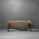 Christopher Knight Home Carlisle Outdoor Acacia Wood Coffee Table, Sandblast/Rustic Metal - Photo 6