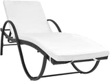 Outdoor Chaise Lounge Chair Black Poly Rattan Adjustable Backrest 76in Steel Frame Patio Lounge for Garden Balcony - Photo 1