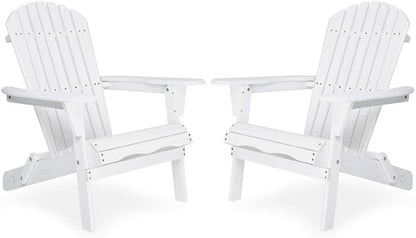 Premium Folding Adirondack Chairs Set of 2 - Solid Cedar Wood Outdoor Lounge Chairs with Embossed Wood Grain, Weather Resistant Patio Furniture for Garden, Poolside, Fire Pit & Backyard