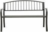 Durable Garden Bench Rectangular Contemporary Steel Frame Outdoor Seating 49.2 Inch Long Sleek Grey Finish Powder - Photo 3