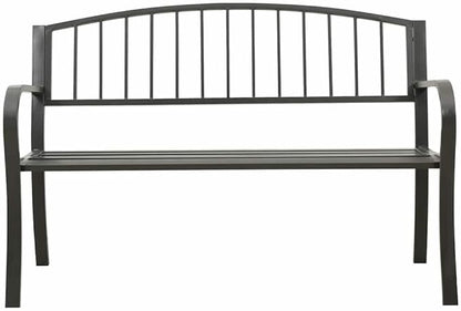 Durable Garden Bench Rectangular Contemporary Steel Frame Outdoor Seating 49.2 Inch Long Sleek Grey Finish Powder Coated Weather Resistant Patio Furniture