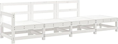 White Solid Pine Outdoor Sectional Sofa 26x24.4x27.8 in Modern Modular Garden Lounge Set Seats 3 for Patio Balcony or Backyard