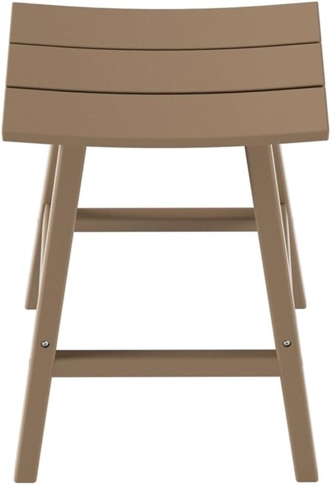 Costaelm All-Weather Bar Stools Set of 2, 29" Height Outdoor Bar Stools, Adirondack Poly Patio Bar Stool for Patio, Deck, Kitchen Counter and Garden, Weathered Wood